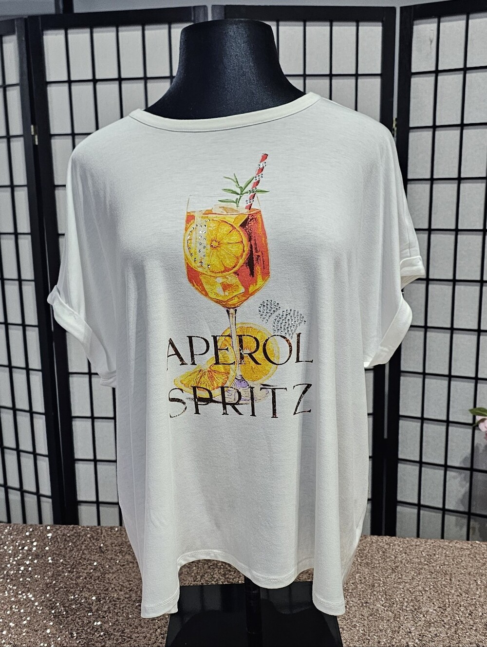 NWT Aperol Spritz Graphic White Women's Tee